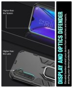 Shock Proof Back Case Mobile Cover for Realme XT | Back Cover Case (Tough Armor | Hybrid PC + TPU | Ring Holder & in-Built Kickstand | Black) - Image 5