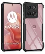 kelpuj Shock Proof Clear Protective Back Case for Moto Edge 60 Fusion - AirEDGE Technology | 360 Degree Camera Protection | Transparent Hybrid Back Case Mobile Cover - Black - Image 2
