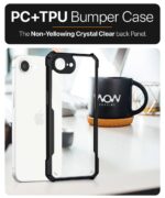 Shock Proof Clear Protective Back Case for iPhone 16e - AirEDGE Technology | 360 Degree Camera Protection | Transparent Hybrid Back Case Mobile Cover - Black - Image 4