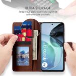 Shock Proof Flip Cover Back Case for Motorola Moto G72 | Magnetic Wallet Leather Case with Stand - Image 3