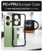 Shock Proof Clear Protective Back Case for Itel P55 Plus 4G - AirEDGE Technology | 360 Degree Camera Protection | Transparent Hybrid Back Case Mobile Cover - Black - Image 5