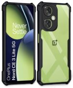 Shock Proof Clear Back Case Mobile Cover for 1+ OnePlus Nord CE 3 Lite 5G (Hard | Hybrid PC + TPU | Full Armour Device & Camera Protection | Black) - Image 2
