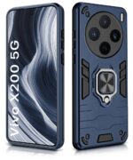 Shock Proof Back Case Mobile Cover for Vivo X200 5G | Back Cover Case (Tough Armor | Hybrid PC + TPU | Ring Holder & inBuilt Kickstand | Blue) - Image 2