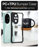 Shock Proof Clear Protective Back Case for Honor 200 Pro 5G - AirEDGE Technology | 360 Degree Camera Protection | Transparent Hybrid Back Case Mobile Cover - Black - Image 5