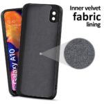 Ultra Slim Soft Rubberised Back Case Cover for Samsung Galaxy A10 | Inner Velvet Fabric Lining | Matte Silicone Flexible Camera Protection Back Case - Black - Image 2
