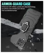 Shock Proof Back Case Mobile Cover for Samsung Galaxy M53 5G | Back Cover Case (Tough Armor | Hybrid PC + TPU | Ring Holder & in-Built Kickstand | Black) - Image 4