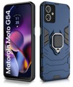 Shock Proof Back Case Mobile Cover for Motorola Moto G54 5G | Moto G64 5G | Back Cover Case (Tough Armor | Hybrid PC + TPU | Ring Holder & in-Built Kickstand | Blue) - Image 4