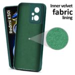 Back Cover for Xiaomi Redmi K50i | Ultra Slim Soft Rubberised Case | Inner Velvet Fabric Lining | Matte Silicone Flexible Mobile Case | Camera Protection - Green - Image 2