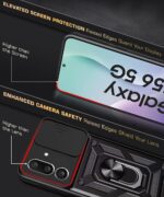 Tough Armor Bumper Mobile Back Case for Samsung Galaxy M56 5G | Galaxy F56 5G | Sliding Camera Cover | Shockproof 360? Protection | Hybrid PC + TPU | Ring Holder with Kickstand ? Black - Image 6