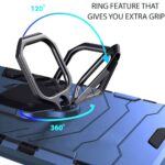 Shock Proof Back Case Mobile Cover for Xiaomi Mi Redmi 9 | Redmi 9 Activ | Poco C31 (Armor | Hybrid PC + TPU | Full Protection with Ring Holder Kickstand | Carbon Blue) - Image 5