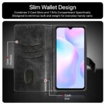 Shock Proof Flip Cover Back Case for Xiaomi Mi Redmi 9A | Magnetic Wallet Leather Case with Stand - Image 3