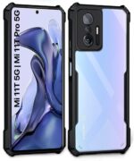 Shock Proof Clear Back Case Mobile Cover for Xiaomi Mi 11T 5G | Mi 11T Pro 5G (Hard | Hybrid PC + TPU | Full Armour Device & Camera Protection | Black) - Image 3