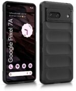 Ultimate Silicon Back Cover Case for Google Pixel 7A | Military Grade Drop Protection Shockproof Bumper | Anti-Slip Grip | Scratch Proof Micro-Fibre Cloth Inside (Pitch Black) - Image 2