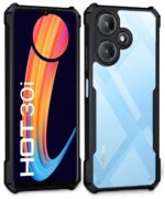 Shock Proof Clear Protective Back Case for Infinix Hot 30i - AirEDGE Technology | 360 Degree Camera Protection | Transparent Hybrid Back Case Mobile Cover - Black - Image 2