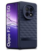 Back Cover for Oppo F29 Pro 5G with Hexa Cube Design | Ultra Slim Soft Rubberised Case | Inner Velvet Fabric | Matte Silicone Flexible Mobile Case | Camera Protection - Blue - Image 2