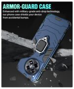 Shock Proof Back Case Mobile Cover for 1+ OnePlus 12R 5G | Back Cover Case (Tough Armor | Hybrid PC + TPU | Ring Holder & in-Built Kickstand | Blue) - Image 8