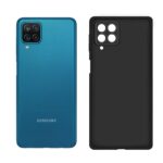 Ultra Slim Soft Rubberised Back Cover Case for Samsung Galaxy M12 | A12 | F12 | Inner Velvet Fabric Lining | Matte Silicone Flexible Camera Protection Back Case - Black - Image 3