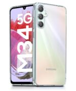 kelpuj Transparent Back Cover for Compatible with Samsung Galaxy M34 5G / F34 5G | Shockproof TPU Silicone Case with Raised Edges for Full Body & Camera Protection Transparent