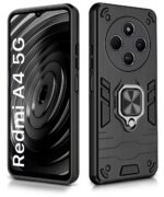 Shock Proof Back Case Mobile Cover for Redmi A4 5G | Poco C75 | Redmi 14C 5G | Poco M7 5G | (Tough Armor | Hybrid PC + TPU | Full Protection with Ring Holder & in-Built Kickstand | Black) - Image 2