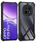 Shock Proof Clear Protective Back Case for Oppo F29 Pro 5G - AirEDGE Technology | 360 Degree Camera Protection | Transparent Hybrid Back Case Mobile Cover - Black - Image 2