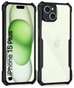Shock Proof Clear Mobile Back Cover Case for Apple iPhone 15 Plus | AirEDGE Technology | Hard | Hybrid PC + TPU | Full Armour Device & Camera Protection - Black - Image 4
