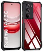 Shock Proof Clear Protective Back Case for Realme 14x 5G | Realme Narzo 80x | Realme P3x- AirEDGE Technology | 360 Degree Camera Protection | Transparent Hybrid Mobile Cover - Black - Image 4