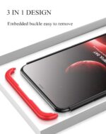 Plastic 3 in 1 Double Dip Case [Anti Slip] Super Slim [Hard] Hybrid Pc All Angle Protection Lightweight Matte Hard Back Case Cover for Oppo Realme 2 - Black with Blue - Image 3