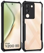 Shock Proof Clear Back Case Mobile Cover for Vivo Y200 5G (Hard | Hybrid PC + TPU | Full Armour Device & Camera Protection | Black) - Image 3