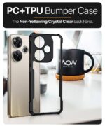 Shock Proof Clear Protective Back Case for Poco F6 5G - AirEDGE Technology | 360 Degree Camera Protection | Transparent Hybrid Back Case Mobile Cover - Black - Image 4