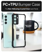 Shock Proof Clear Protective Back Case for Samsung Galaxy M55 5G | M55s 5G | F55 5G - AirEDGE Technology | 360 Degree Camera Protection | Transparent Hybrid Back Case Mobile Cover - Black - Image 8