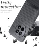 Back Cover for 1+ OnePlus 13R 5G with Hexa Cube Design | Ultra Slim Soft Rubberised Case | Inner Velvet Fabric | Matte Silicone Flexible Mobile Case | Camera Protection - Grey - Image 4