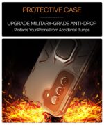 Shock Proof Back Case Mobile Cover for Samsung Galaxy S22 5G | Back Cover Case (Tough Armor | Hybrid PC + TPU | Ring Holder & in-Built Kickstand | Black) - Image 4