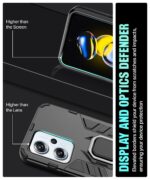 Shock Proof Back Case Mobile Cover for Redmi K50i 5G | Bumper Back Cover Case(Tough Armor | Hybrid PC + TPU | Full Protection with Ring Holder & in-Built Kickstand | Black) - Image 5