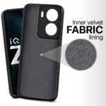 Slim Ultra Soft Rubberised Back Cover for iQOO Z7 5G | iQOO Z7s 5G | Inner Velvet Fabric Lining | Matte Silicone Flexible Camera Protection Back Case - Black - Image 4