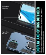 Shock Proof Back Case Mobile Cover for Oppo F17 | Back Cover Case (Tough Armor | Hybrid PC + TPU | Ring Holder & in-Built Kickstand | Blue) - Image 5