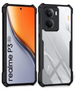 Shock Proof Clear Protective Back Case for Realme P3 5G - AirEDGE Technology | 360 Degree Camera Protection | Transparent Hybrid Back Case Mobile Cover - Black - Image 2