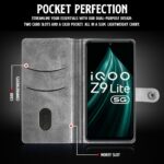 Shock Proof Flip Cover Back Case for Iqoo Z9 Lite | Magnetic Wallet Leather Case with Stand - Image 6