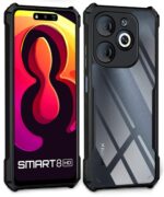 kelpuj Shock Proof Clear Protective Back Case for Infinix Smart 8 HD - AirEDGE Technology | 360 Degree Camera Protection | Transparent Hybrid Back Case Mobile Cover - Black - Image 2