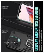Shock Proof Back Case Mobile Cover for Xiaomi Redmi 12C | Poco C55 | Bumper Back Cover (Tough Armor | Hybrid PC + TPU | Full Protection with Ring Holder & in-Built Kickstand | Black) - Image 8