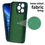Back Cover for Apple iPhone 13 Pro | Ultra Slim Soft Rubberised Case | Inner Velvet Fabric Lining | Matte Silicone Flexible Mobile Case | Camera Protection - Green - Image 2