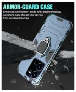 Shock Proof Back Case Mobile Cover for Vivo Y35 | Back Cover Case (Tough Armor | Hybrid PC + TPU | Ring Holder & in-Built Kickstand | Blue) - Image 4