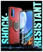 Shock Proof Back Case Mobile Cover for Xiaomi Mi Redmi 9 Power | Back Cover Case (Tough Armor | Hybrid PC + TPU | Ring Holder & in-Built Kickstand | Red) - Image 6