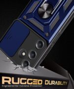 kelpuj Tough Armor Bumper Mobile Back Case for Samsung Galaxy A05S 5G | Galaxy M14 4G | Sliding Camera Shield Cover | Shock Proof 360? Protection | Hybrid PC + TPU | Ring Holder with Stand  Blue - Image 6