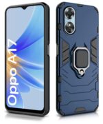 Shock Proof Back Case Mobile Cover for Oppo A17 | Back Cover Case (Tough Armor | Hybrid PC + TPU | Ring Holder & in-Built Kickstand | Blue) - Image 2