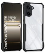 Shock Proof Clear Protective Back Case for 1+ OnePlus Nord CE 5 5G - AirEDGE Technology | 360 Degree Camera Protection | Transparent Hybrid Back Case Mobile Cover - Black - Image 4