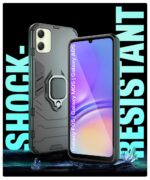 Shock Proof Back Case Mobile Cover for Samsung Galaxy F05 | Galaxy M05 | Galaxy A05 | Back Cover Case (Tough Armor | Hybrid PC + TPU | Ring Holder & in-Built Kickstand | Black) - Image 6