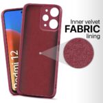 Back Cover for Mi Redmi 12 4G | Ultra Slim Soft Rubberised Case | Inner Velvet Fabric Lining | Matte Silicone Flexible Mobile Case | Camera Protection - Maroon Wine Red - Image 2