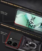 Tough Armor Bumper Mobile Back Case for iQOO Z9x 5G | Sliding Camera Shield Cover | Shock Proof 360? Protection | Hybrid PC + TPU | Ring Holder with Kickstand ? Black - Image 8