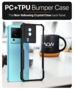 TPU+PC Shock Proof Clear Protective Back Case for Iqoo Neo 7 | Neo 7 Pro 5G - Airedge Technology | 360 Degree Camera Protection | Transparent Hybrid Back Case Mobile Cover - Black - Image 4