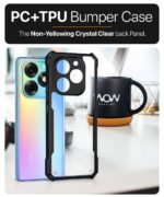 Shock Proof Clear Protective Back Case for Itel S23 Plus - AirEDGE Technology | 360 Degree Camera Protection | Transparent Hybrid Back Case Mobile Cover - Black - Image 4